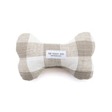 Warm Stone Gingham Dog Bone Squeaky Toy