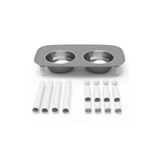 Elevated Double Dog Feeder, Adjustable Height, Warm Grey