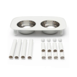 Elevated Double Dog Feeder, Adjustable Height, Light Grey