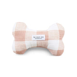 Blush Pink Gingham Dog Bone Squeaky Toy
