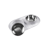 Double Silicone Dog Feeder with Stainless Bowls, Medium, Marble Design