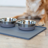 Messy Mutts Heavy Gauge Stainless Steel Dog Bowl with Non-Slip Removable Silicone Base, Large