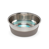 Messy Mutts Heavy Gauge Stainless Steel Dog Bowl with Non-Slip Removable Silicone Base, Large