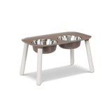 Elevated Double Dog Feeder, Adjustable Height, Warm Grey